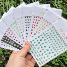 10Pcs Winter Autumn Nail Art 3D Decal Stickers Self Adhesive Weed Nail Sticker Pot Weed Leaf Designs Tool Manicure Decoration