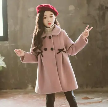 

4 -14 Years Children Jacket for Girls Winter Wool Warm Overcoat Fashion Girls Clothes Kids Outerwear Autumn Girls Coat