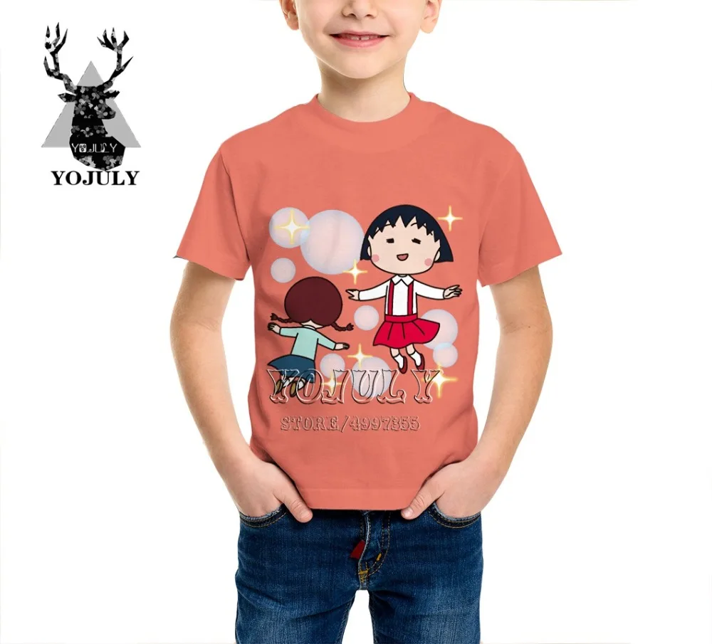 YOJULY Chibi Maruko/детская одежда с 3D-принтом для маленьких мальчиков и девочек, детская футболка Лидер продаж, модная одежда для отдыха с круглым вырезом, A461