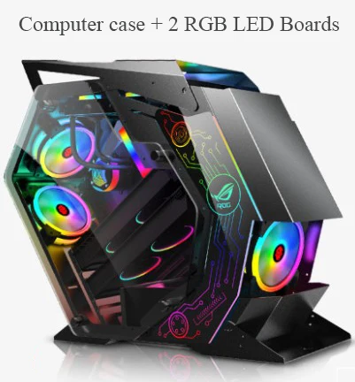 Case2RGBBoard DIY Open Desktop ATX Computer Case Tempered Glass Sides Transparent Gamer Gaming Computer Towers Support M-ATX/ ITX Motherboard - Цвет: Case2RGBBoard