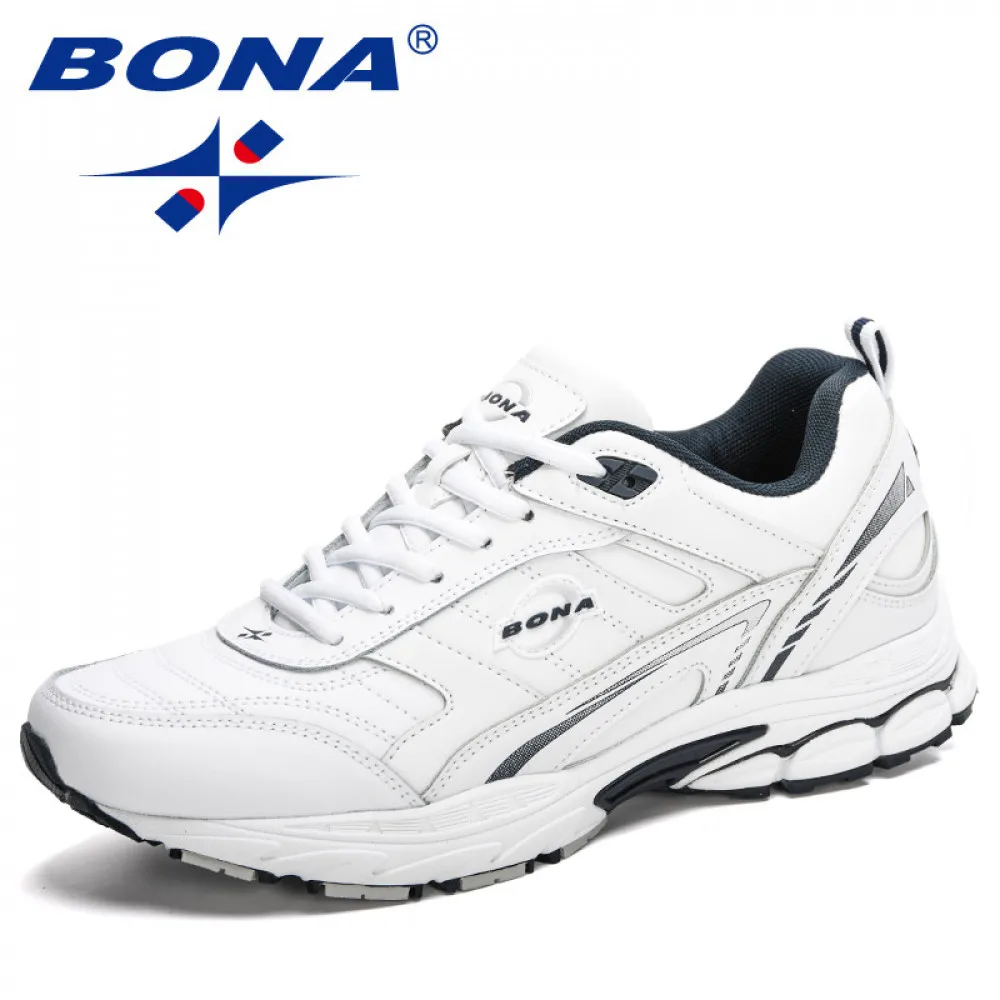 

BONA 2020 New Designers Action Leather Running Shoes Men Sport Sneakers Low Top Soft Walking Footwear Man Jogging Shoes Trendy