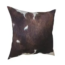 

Faux Animal Leather Cowhide Pillowcase Home Decorative Cow Fur Calf Brown Cushion Cover Throw Pillow for Living Room Polyester