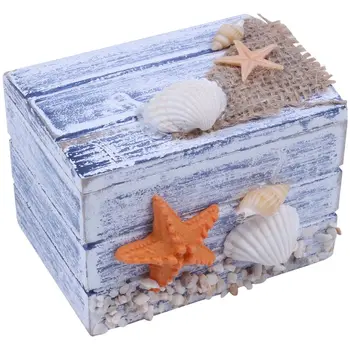 

Mini Sea Wooden Pirate Treasure Jewellery Storage Chest Craft Box Case Organiser Starfish