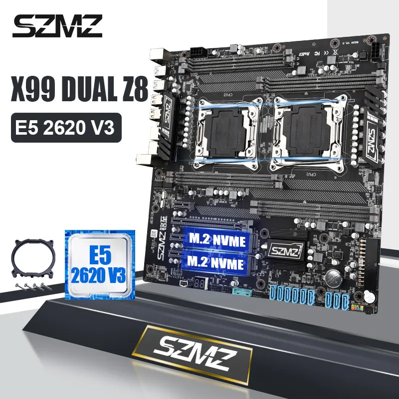 SZMZ X99 Dual CPU Socket LGA 2011 3 материнская плата с 1 шт. E5 2620V3 CPU|Материнские платы| | АлиЭкспресс