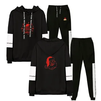 

2019 Autumn/Winter Christmas Hoodies Sweatshirts And Sweatpants Women Christmas Two Piece Set Hooded Suit Velvet plus size