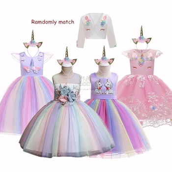 

Baby Girl Dresses Unicorn Tutu Dress Pastel Rainbow Princess Dress for Girls Birthday Party Christmas Dress Kids Perform Costume