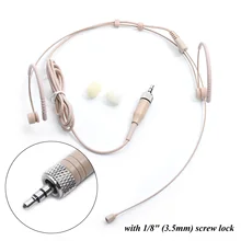 

Double Earhook Headset Mic Headworn Microphone For Sennheiser Wireless Beige 80-20KHZ Jack Male External Screw Lock Wired
