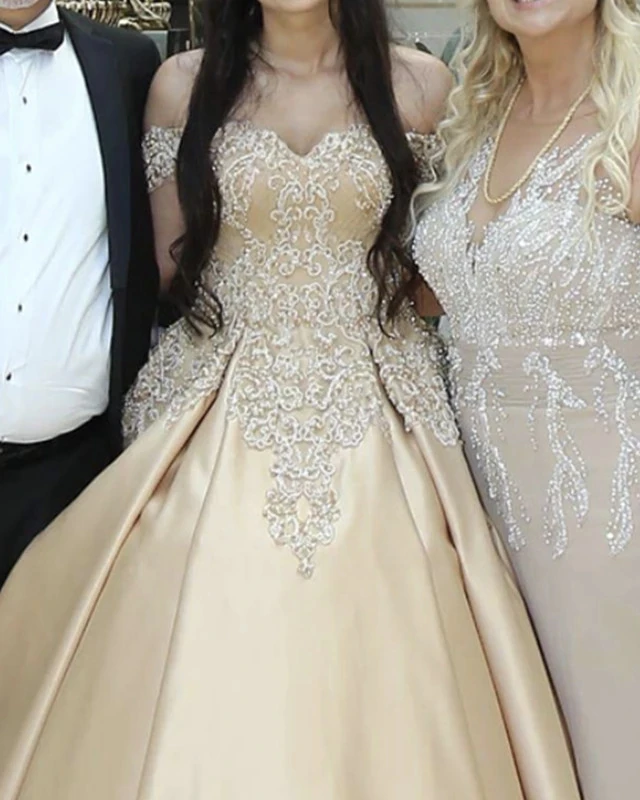 Vestido De Noiva Роскошные атласные с открытыми плечами аппликации бисером цветы идеальные ручной работы свадебные платья с Часовня поезд на