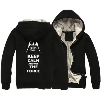 

Star Wars Darth Vader Chain Keep Calm Use The Force Hip Hop Rock Man Boy Parkas Full Zip Coat Plus Velvet Autumn Winter ZIIART