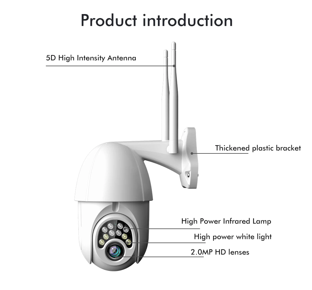 NengIP камера WiFi 1080P Беспроводная камера с автоматическим отслеживанием PTZ скоростная купольная камера наружного видеонаблюдения Водонепроницаемая камера ИК для дома и улицы Surveilance
