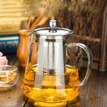 

450/550/750/950ML Clear Borosilicate Glass Teapot Strainer Heat Coffee Tea Pot Tool Kettle With 304 Stainless Steel Infuser