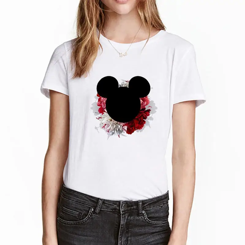 Women T-Shirt Mouse Minnie Ear Shirt Girl Tumblr Minnie Tee shirt Hipster Matching T shirt Cute Holiday Female Tops Tees
