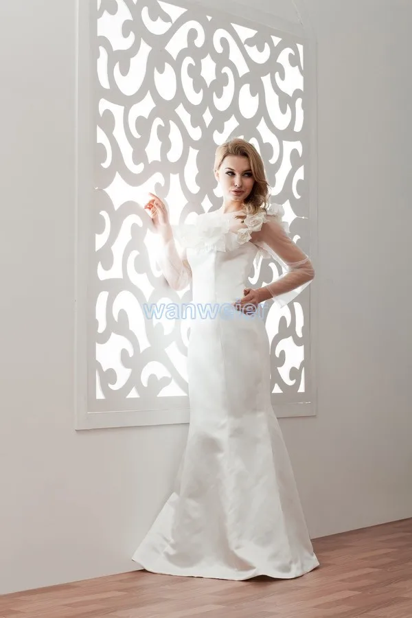 

free shipping bridal gowns 2016 new design hot sale custom size/color long sleeve with jacket white mermaid Bridesmaid Dresses