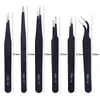 STZ Curved Straight Tweezer Nail Rhinestones Picking Tool Anti-static Tweezers For Eyelash Extensions Nail Accessories ESD10-15 5