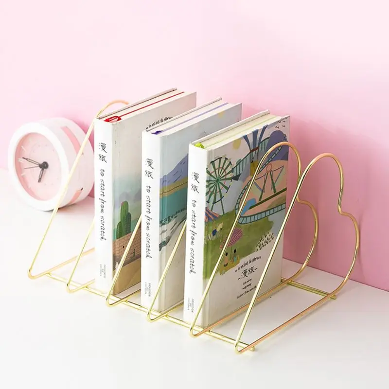 

Metal Bookshelf Bookends Book Support Stand Desk Organizer Storage Holder