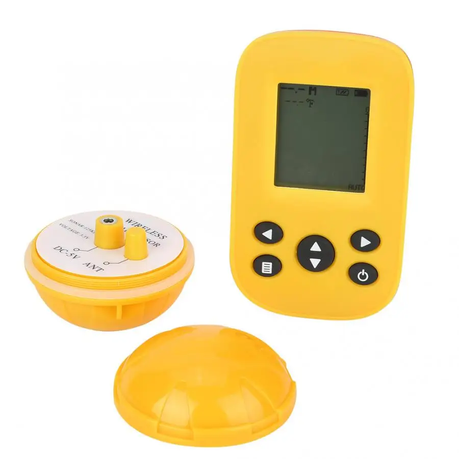 Sonda de Temperatura Multifunções ao ar Equipamento de Pesca sem Fio Sonar Fish Finder Sonda Display Lcd Livre 0.6-36m 7 Sem fio Sonar Fish Finder 0.6-36M Sonda