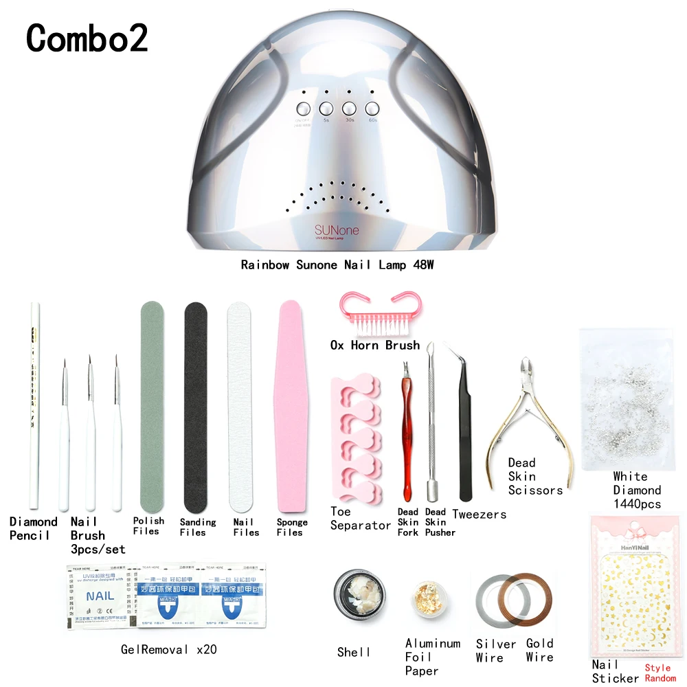 Профессиональный светодиодный УФ-светильник для ногтей, 48 Вт, SUNONE, Радужный цвет, УФ-лампа для ногтей, Сушилка для ногтей, УФ-лампа