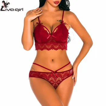 

Sexy Lace Bra Sets Women Seamless Embroidery Bralette Wire Free Breathable Underwear Lingerie Set 2020 Babydoll Erotic Underwear