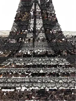 

David-58.6817 embroidered Mesh Tulle fabric Factory price sequins Nigerian lace fabrics