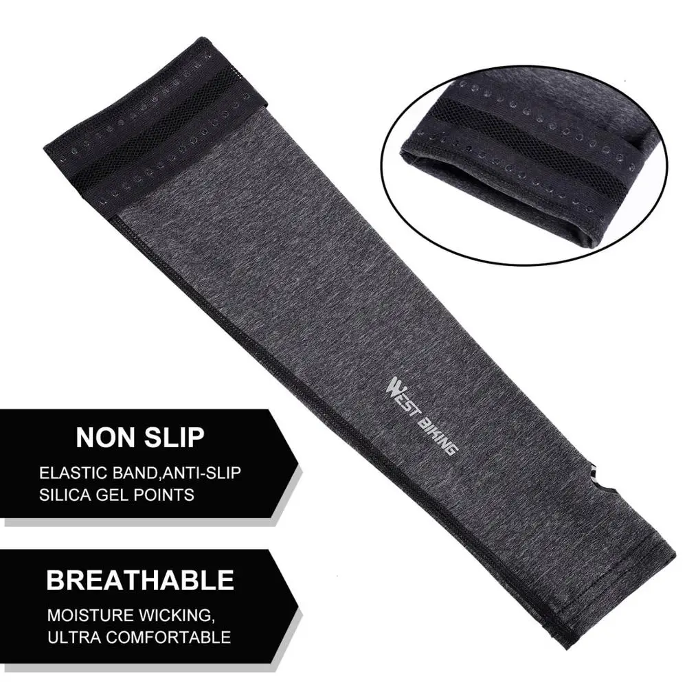 WEST BIKING Arm Sleeves Cycling Arm Wear Summer Running Basketball UV Protection Bands Ice Silk Fabric Outdoor Sport Sleeves 4