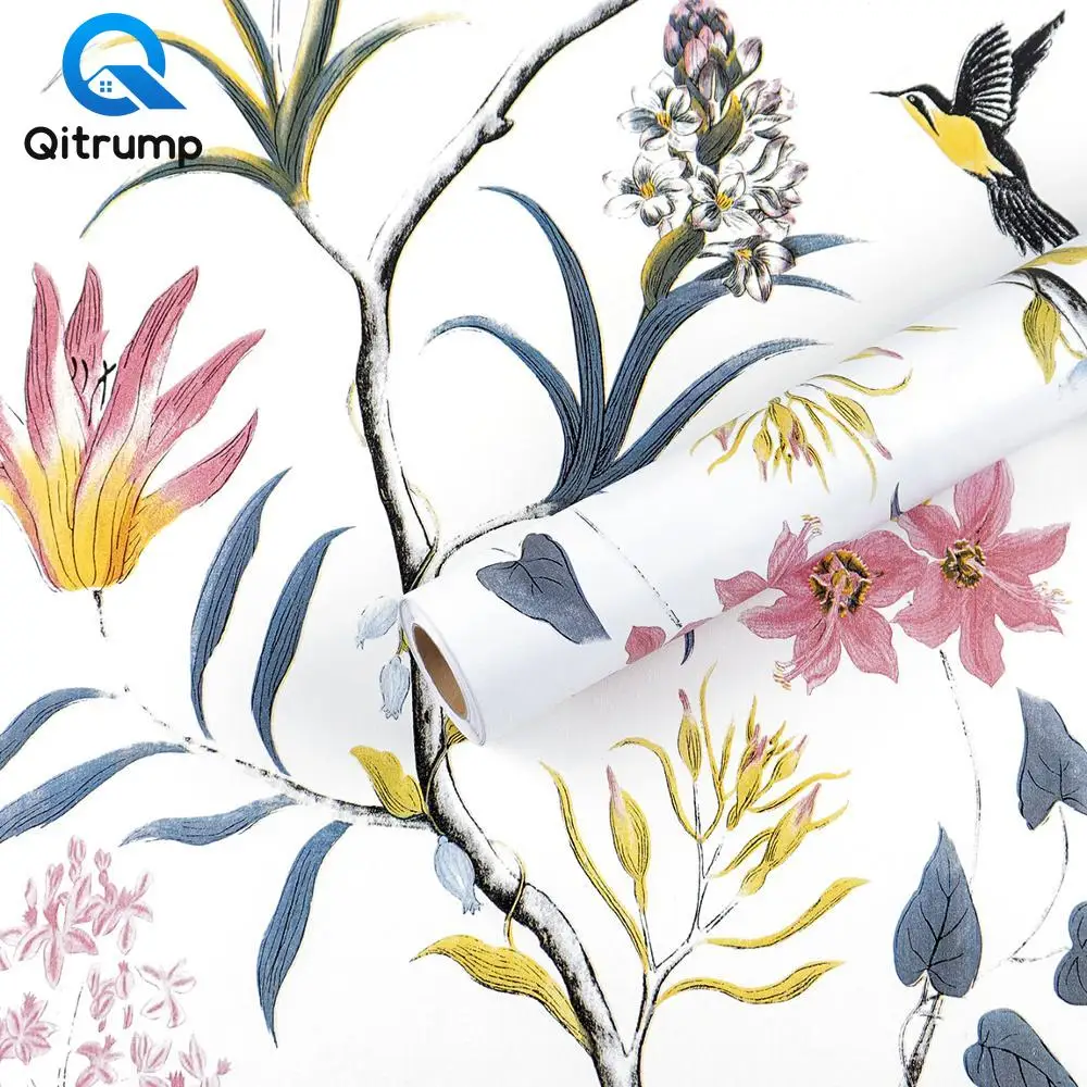 Floral-Wallpapers Wall-Sticker Vinyl-Film Self-Adhesive Home-Decor Bathroom Kitchen Waterproof