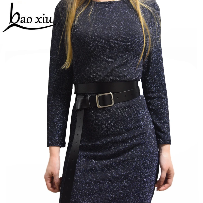 Ремень длинный женский из натуральной кожи шикарный хипстерский пояс в стиле