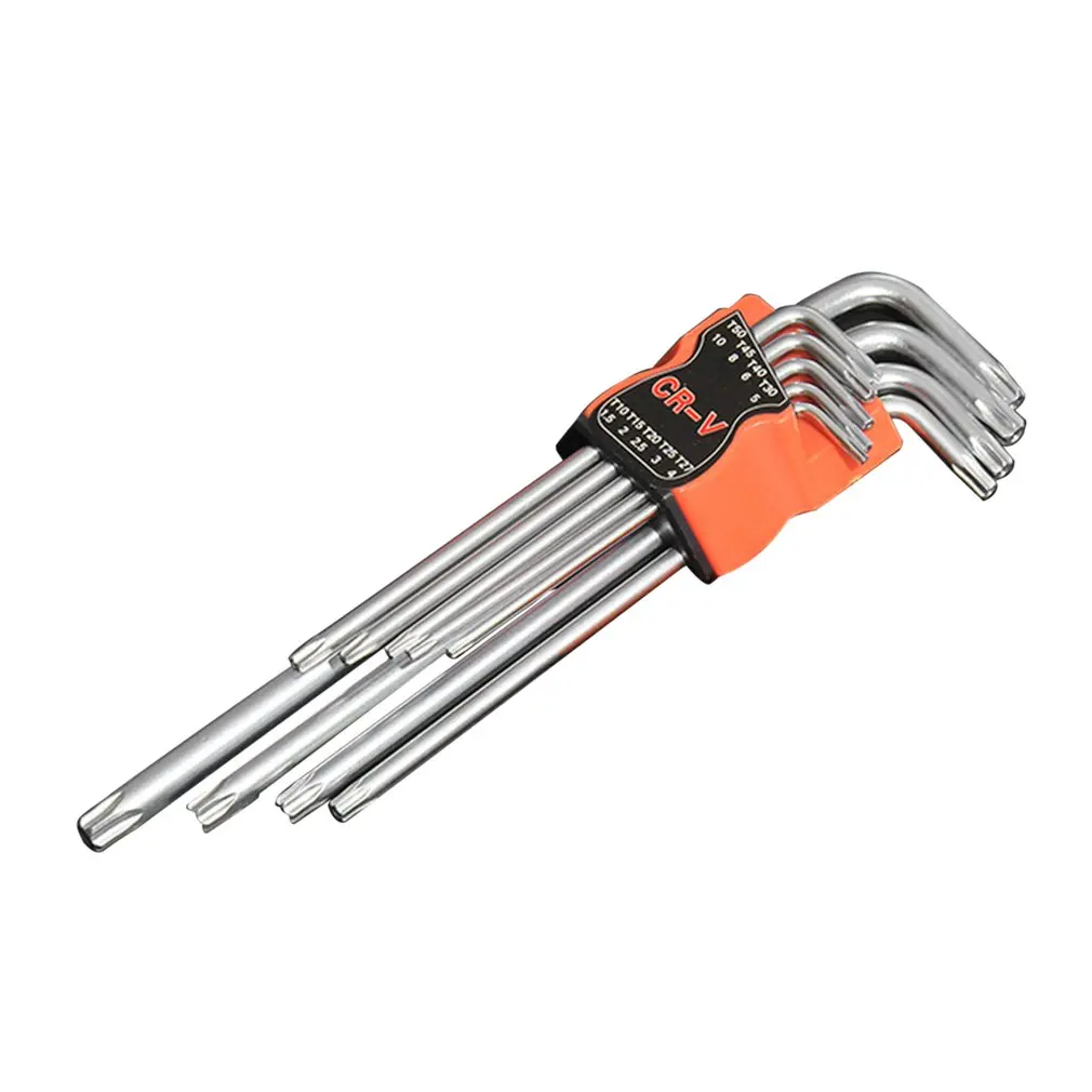 Extra-long 9 Pcs Plum Star Hex Key Wrench Sets Torx L Shape Repair Tool Screwdriver Tool Set CR-V Steel Torque Spanner - Цвет: Extra-long