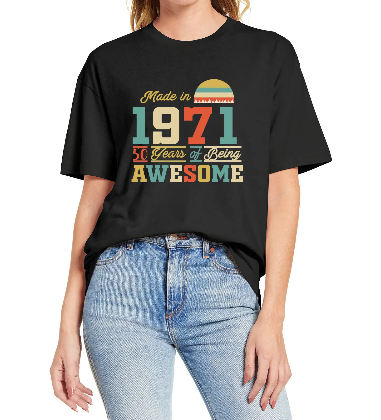 Camisetas de 50 años de ser impresionante para mujeres y hombres, regalos de 50 cumpleaños, divertido regalo Unisex, Camiseta de algodón, XS-3XL, 1971
