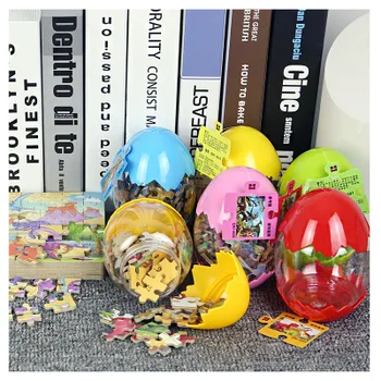 

60PCS New cross-border surprise dinosaur eggs wood pieced together Figure 3 - 6 years old babies and young children puzzle Toys