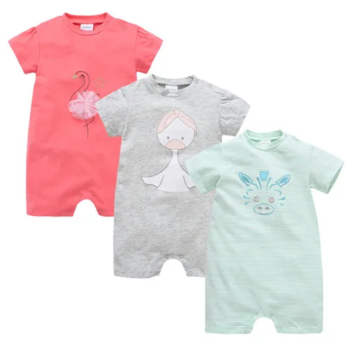 Kavkas/3 шт./партия Комбинезоны для маленьких девочек и мальчиков; roupa bebe; Одежда для новорожденных; хлопок; милый комбинезон с принтом животных - Цвет: 11929395