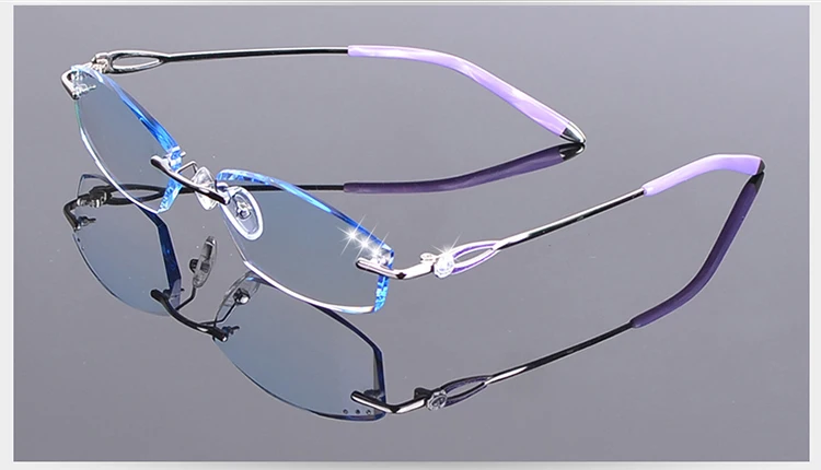 blue light reading glasses Elegant Style Blue Light Filter Glasses Myopia Women Computer Eyeglasses Gradient Red with Rhinestone Frameless Eye Eyewear blue light blockers Blue Light Blocking Glasses