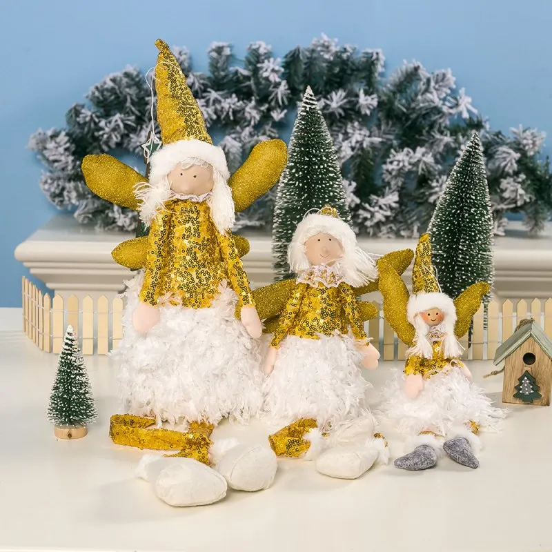

Christmas Angel Girl Doll Embroidered Sequined Feather Cloth Doll Lovely Christmas Tree Pendant Ornament Christmas Tree Decorati