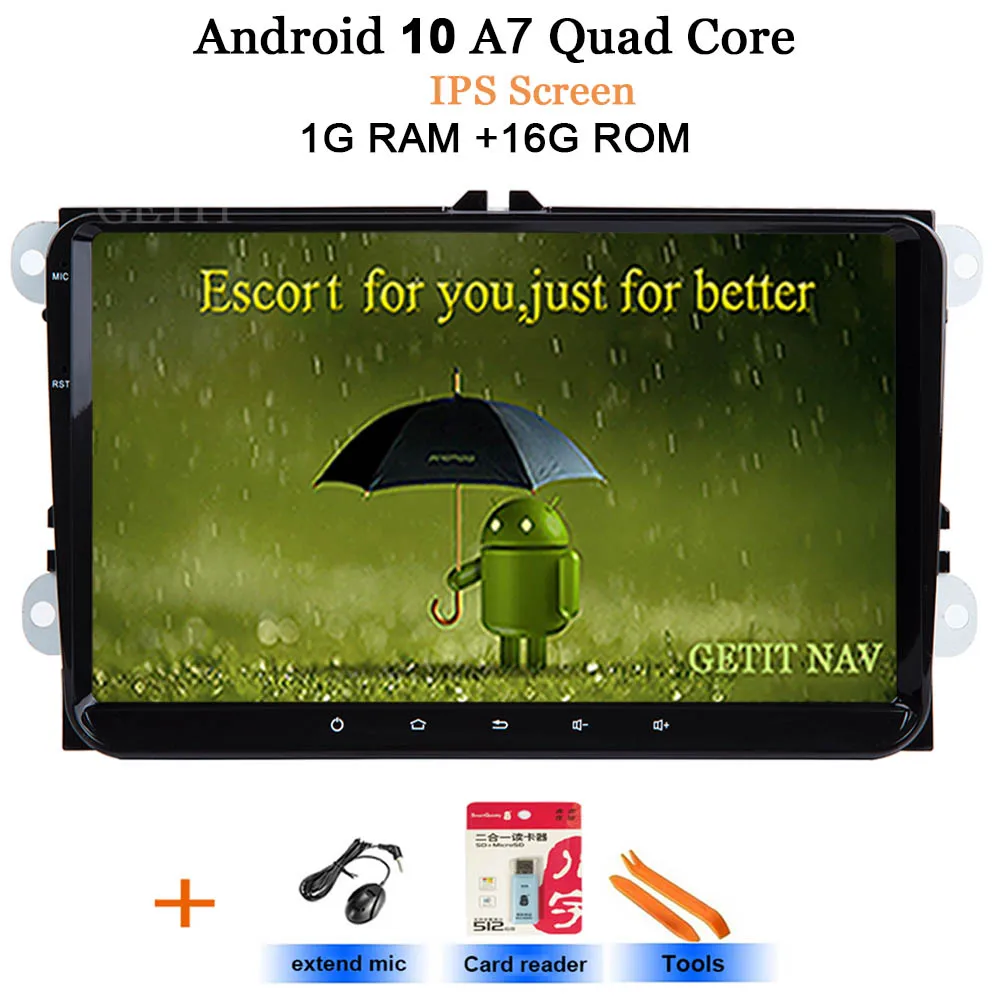Android 10 автомобильный мультимедийный плеер для сиденья Altea Leon Toledo volkswagen VW Passat Skoda серии gps Стерео Радио Навигация, 2 DIN - Цвет: 1G standard
