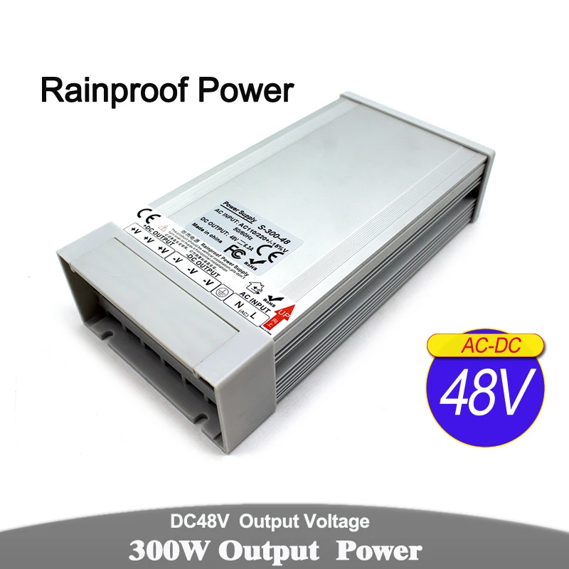 

Outdoor Switching power supply DC48V 6.5A 300W Transformer 220v 110v AC DC48V Rianproof SMPS for LED light Stepper Atomizer