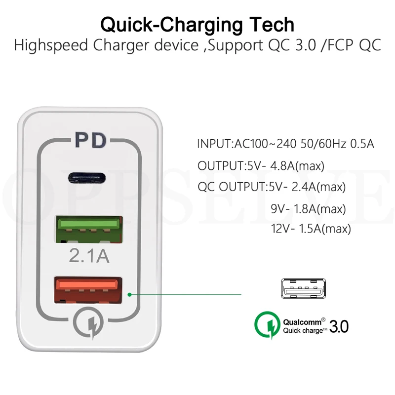 Зарядное устройство OSEVPORF Quick Charge 3,0 QC PD 30 Вт QC3.0 usb type C быстрое зарядное устройство для iPhone 11 Pro Max X Xs 8 7 Xiaomi Phone PD зарядное устройство