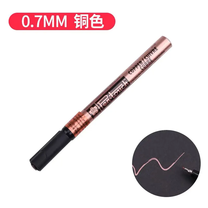 0.7mm copper 1pcs Маркер для краски Sakura, блестящий белый/Золотой/Серебряный, маркеры для шин, водонепроницаемые, не выцветшие, ручка для подписи, 1 шт - Цвет: 0.7mm copper 1pcs