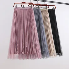 Эластичная плиссированная бархатная юбка средней длины с высокой талией, украшенная бусинами, трапециевидная Женская юбка розового, черного, серого, бежевого цвета, женские юбки saia saias faldas