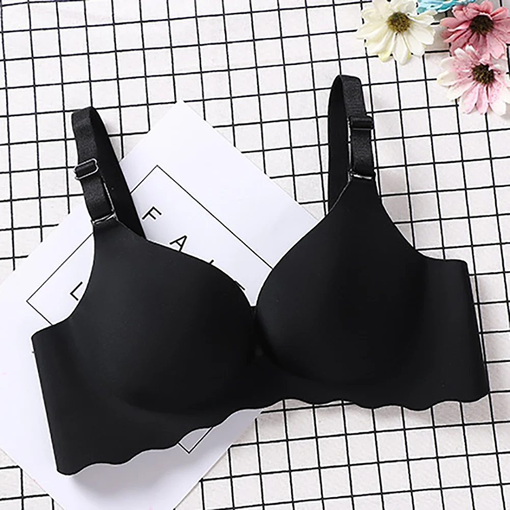 

No Rims No Trace Intimates Elasticity Breathable Seamless Adjustable Strap Soft One Piece Smooth Women Bra Underwear Gather