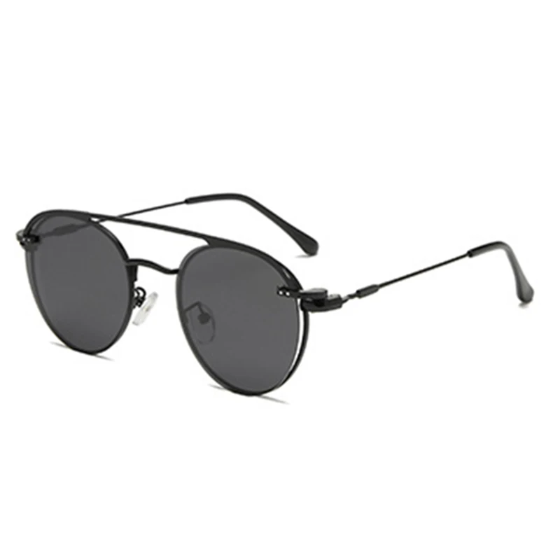 Солнцезащитные очки на застежке, магнитные, мужские, круглые, солнцезащитные очки для женщин, Ретро стиль, модные, круглые очки, UV400, металлическая оправа, очки lentes gafas de - Цвет линз: black