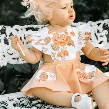 

Emmababy Newborn Infant Baby Girl Clothes Flower Ruffles Backless Lovely Princess Dress Sundress Outfit Summer