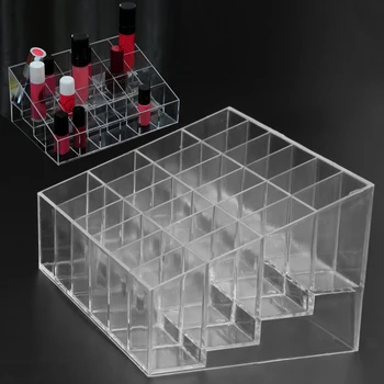 

Clear Acrylic 24 Grid Makeup Organizer Storage Box Lipstick Nail Polish Display Stand Holder Cosmetic Jewelry Organizer Box Case