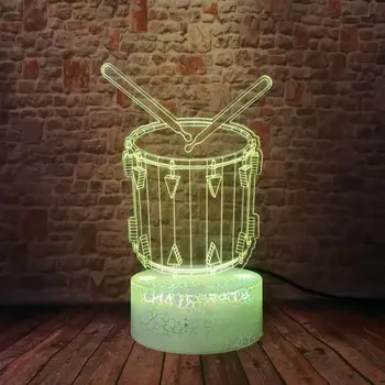 

Flashing 3D Illusion LED Desk Nightlight Colorful Changing Light Drum Model Musical action & toy figures
