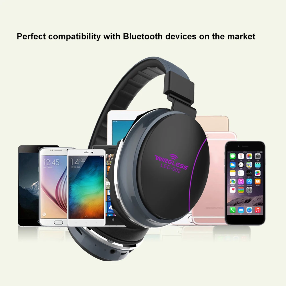 Складная Беспроводной наушники Bluetooth 5 0 Игровые с микрофоном светодиодный