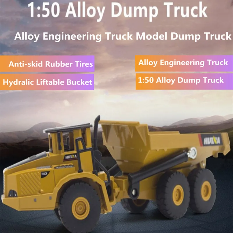 Modello Di Camion Di Ingegneria In Lega Dumper 1:50 Pneumatici In Gomma Antiscivolo Hydralic Liftable Bucket Collection Ornament Giocattolo Per Bambin