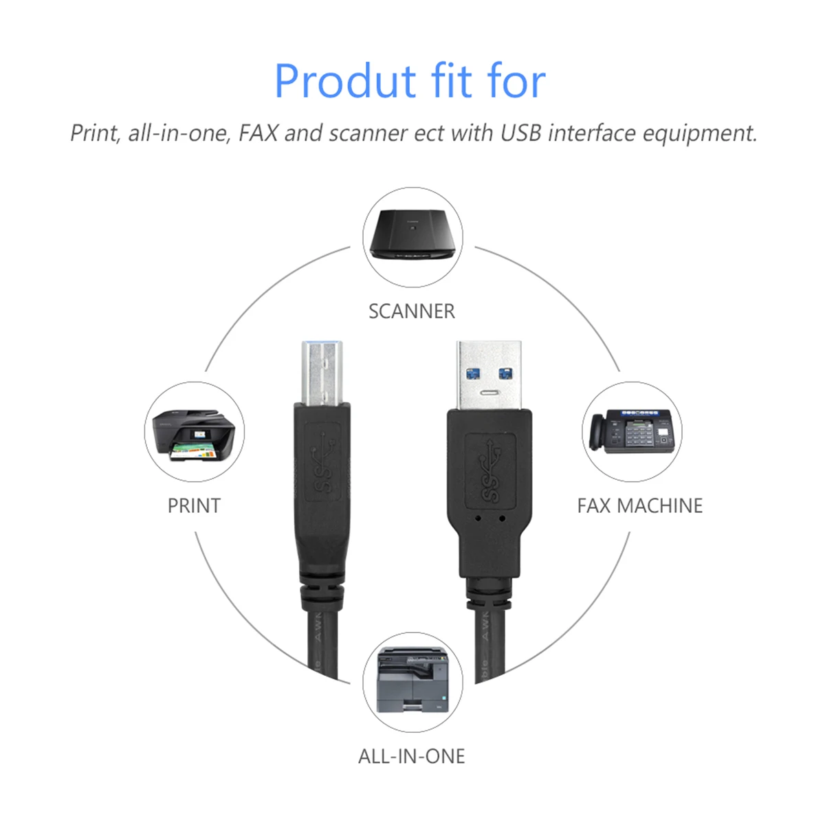 SOONHUA 4 шт. кабель USB для принтера 3,0 кабель для передачи данных Высокоскоростной 5 Гбит/с кабель для передачи данных