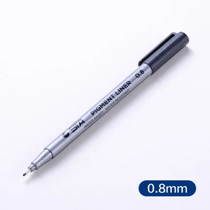 Манга лайнер Pigma Micron спиртовые Чернила Кисть для рисования; ручка маркер для белой доски 0,05 0,1 0,2 0,3 0,4 0,5 6 наконечник черная ручка эскизов ручки - Цвет: 0.8