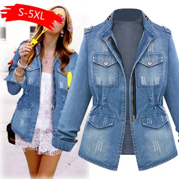 

Casual Women Warm Jacket Thick Parka Overcoat Winter Outwear Zipper Coat Plus Size Ladies Denim Oversize Jeans