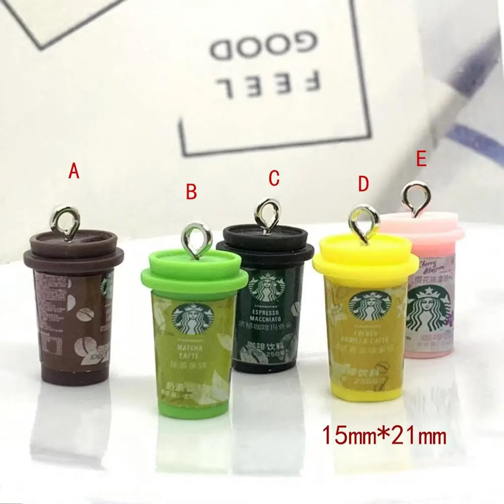 

5pcs 15*21mm 3D Simulation Resin Drink Bottle Coffee Cup Charms Pendants For DIY Earrings Key Chains Fashion Jewelry Accessories