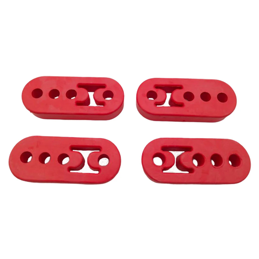Universal Polyurethane Rubber Muffler Exhaust Hanger 4pcs Red 4 Holes 12mm Hangers, Clamps