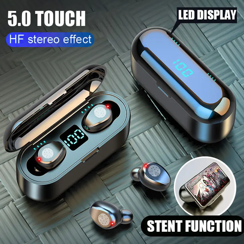 

F9 5.0 Intelligent Touch Bluetooth Headset Automatically Pairing LED Power Display for Large Capacity Charging Module